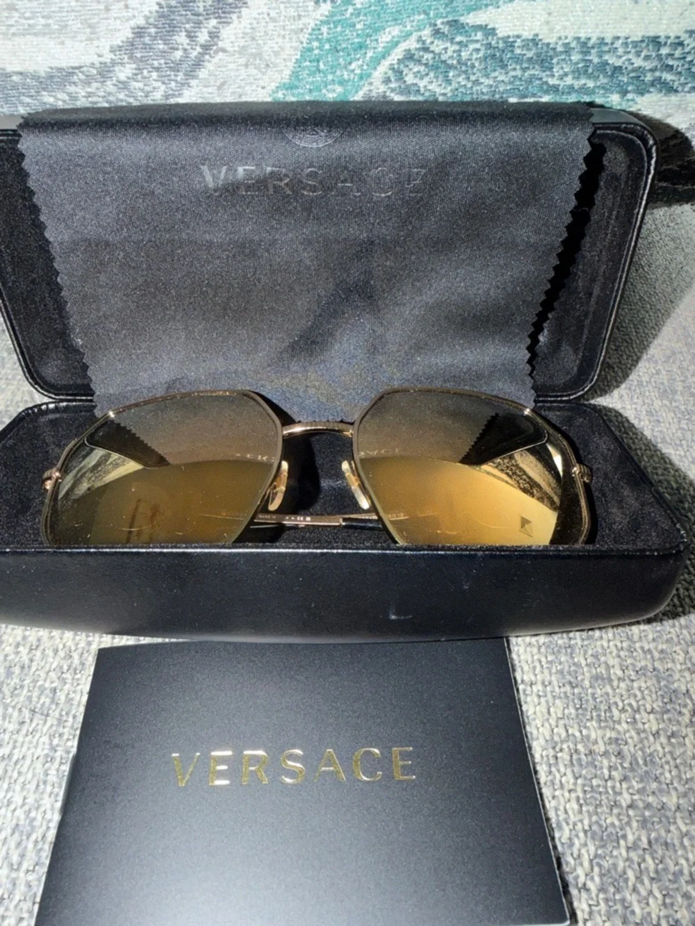 Versace Black Eyewear Case with Gold Logo